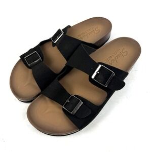 Skechers Luxe Foam Sandals 10 Two Strap Black Granola Hippie Slip On Womens New